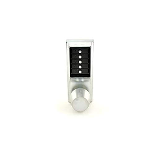Kaba Simplex 1000 Series Combination Entry Cylindrical Mechanical Pushbutton Lock with Knob, No Key Override, Cylindrical 13mm Throw Latch, Floating Face Plate, 70mm Backset, Satin Chrome Finish
