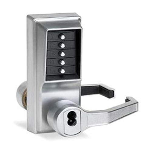 Kaba LR1021B-26D-41 Cylindrical Push Button Lock Lever Bic Ko Rh Us26D, Satin Chrome